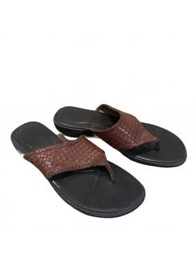 Made in Brazil Womens Brown Woven Genuine Leather Thong Sandals Size 7.5 M